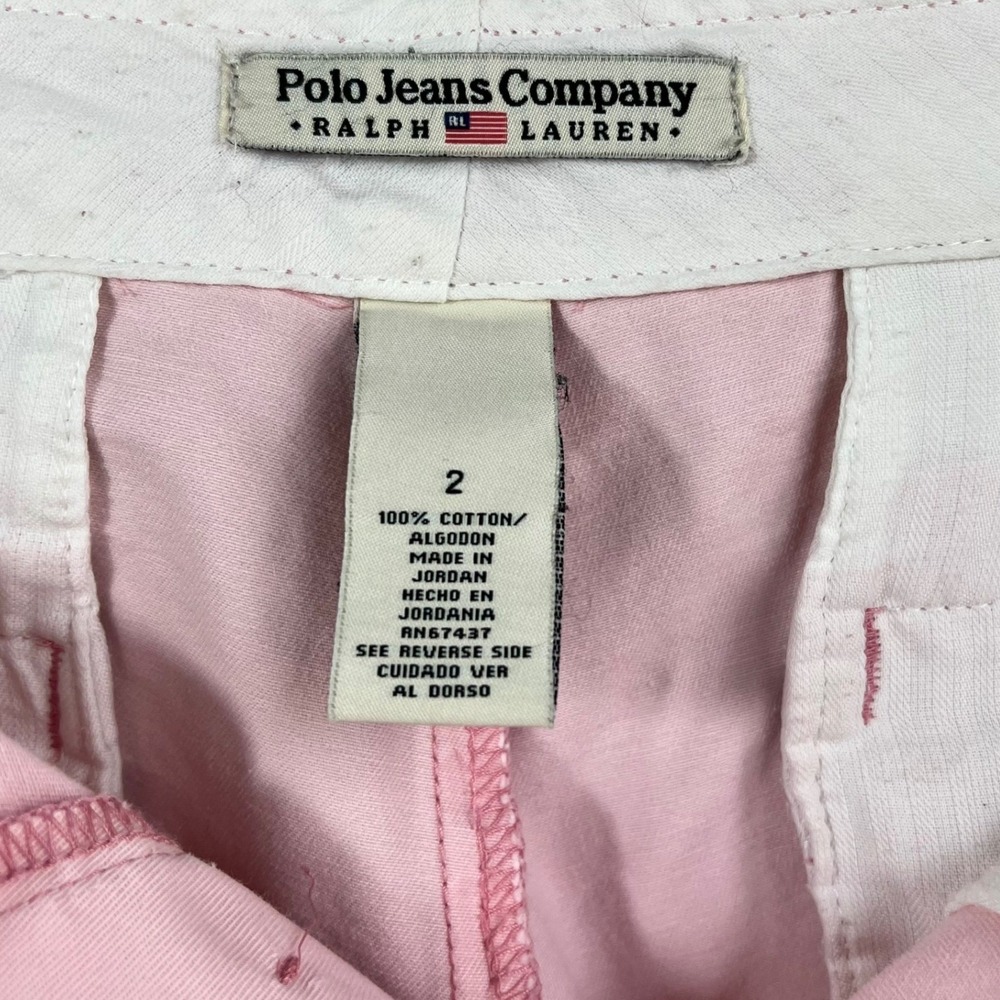 Polo Jeans Co Ralph Lauren Pink Chino Shorts Cuffed Button Fly Size 2 - Picture 8 of 8